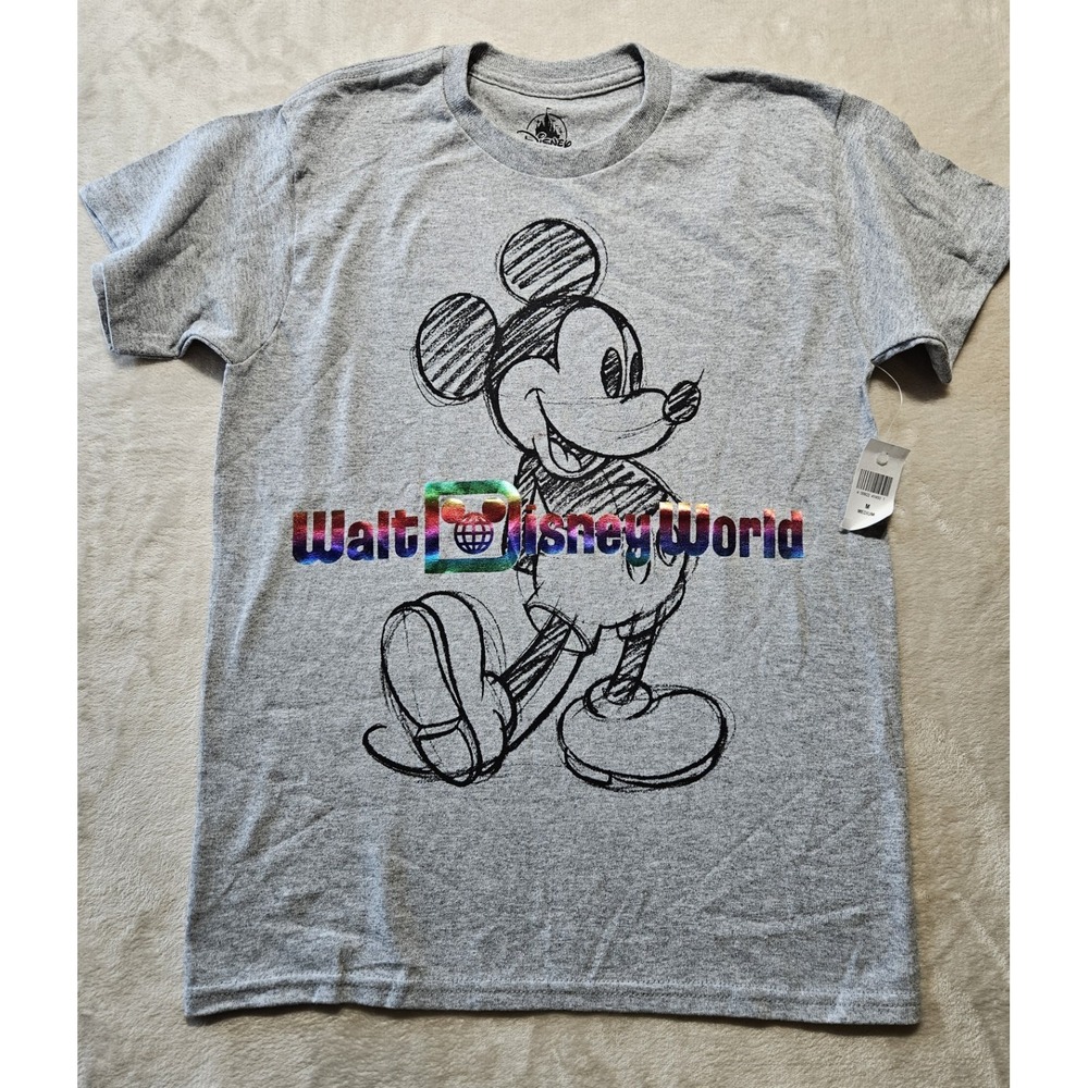 Disney‎ Parks Youth Disneyland Mickey Mouse Iridescent Grey T-Shirt SZ M